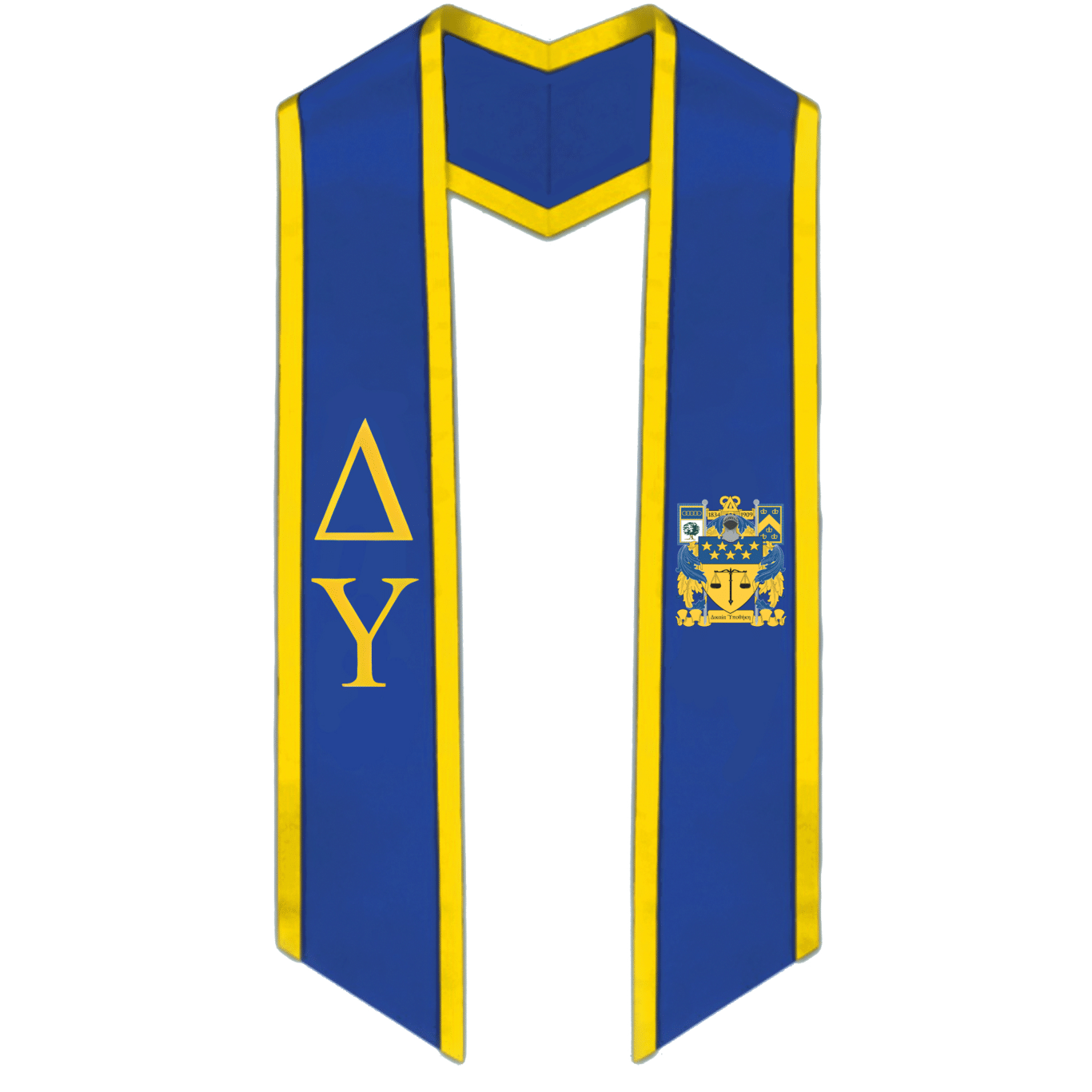 Delta Upsilon Trimmed Greek Lettered Graduation Stole w/ Crest