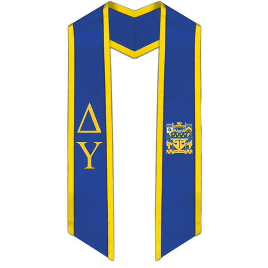 Delta Upsilon Trimmed Greek Lettered Graduation Stole w/ Crest