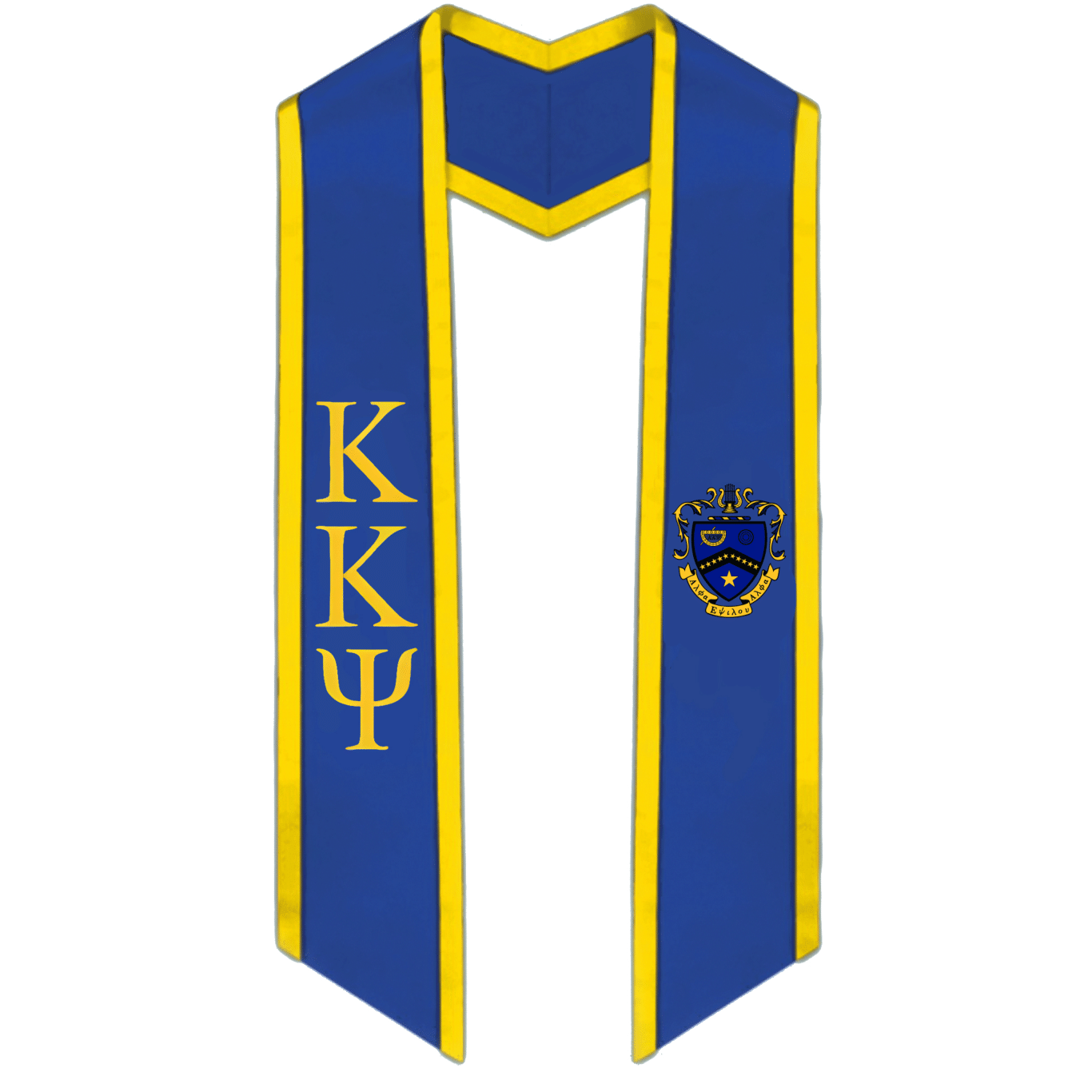 Kappa Kappa Psi Trimmed Greek Lettered Graduation Stole w/ Crest