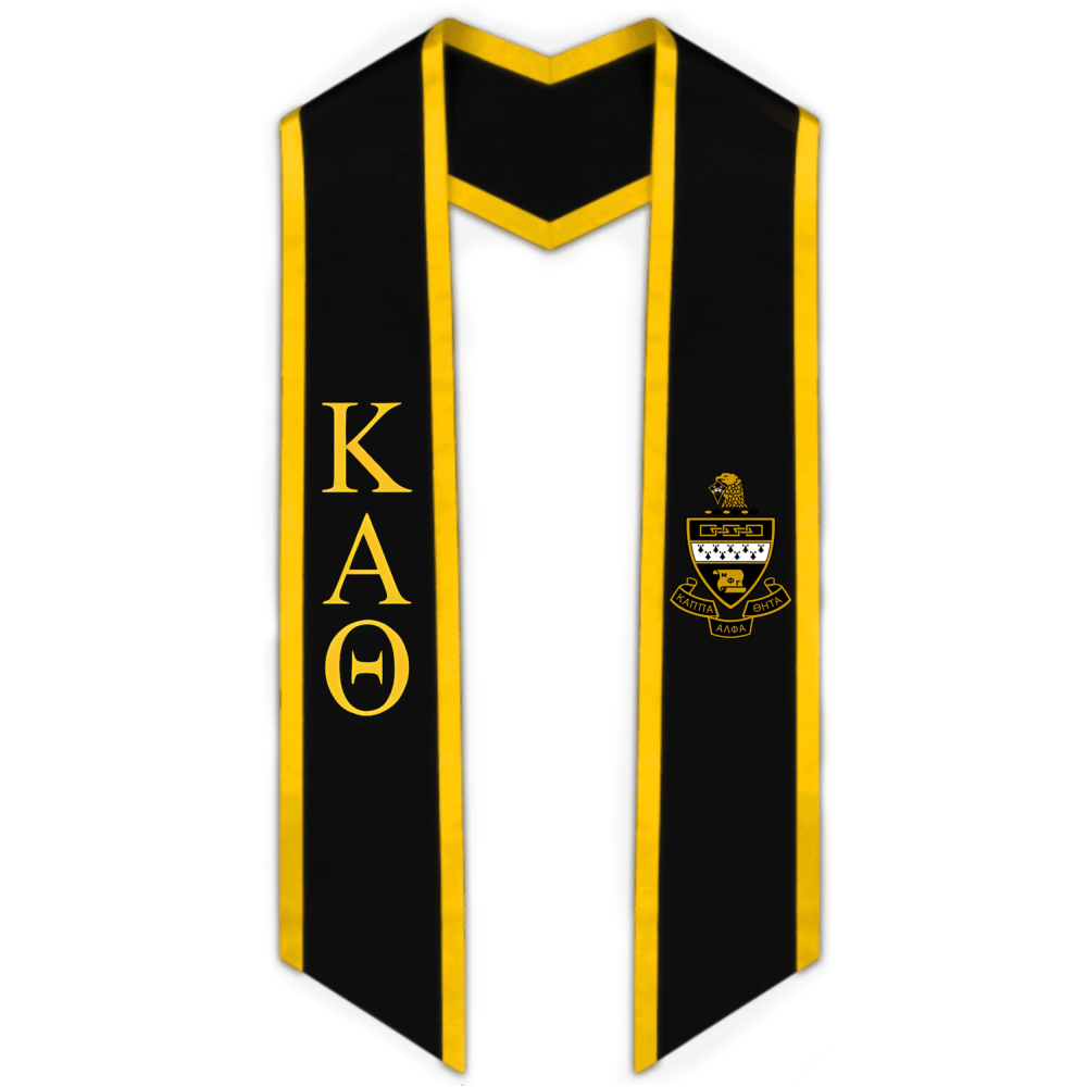 Kappa Alpha Theta Trimmed Greek Lettered Graduation Stole w/ Crest