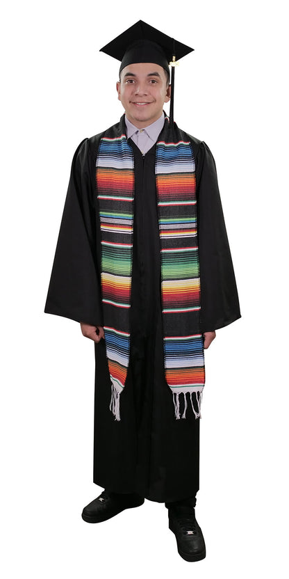 Estola de graduación de sarape mexicano negro