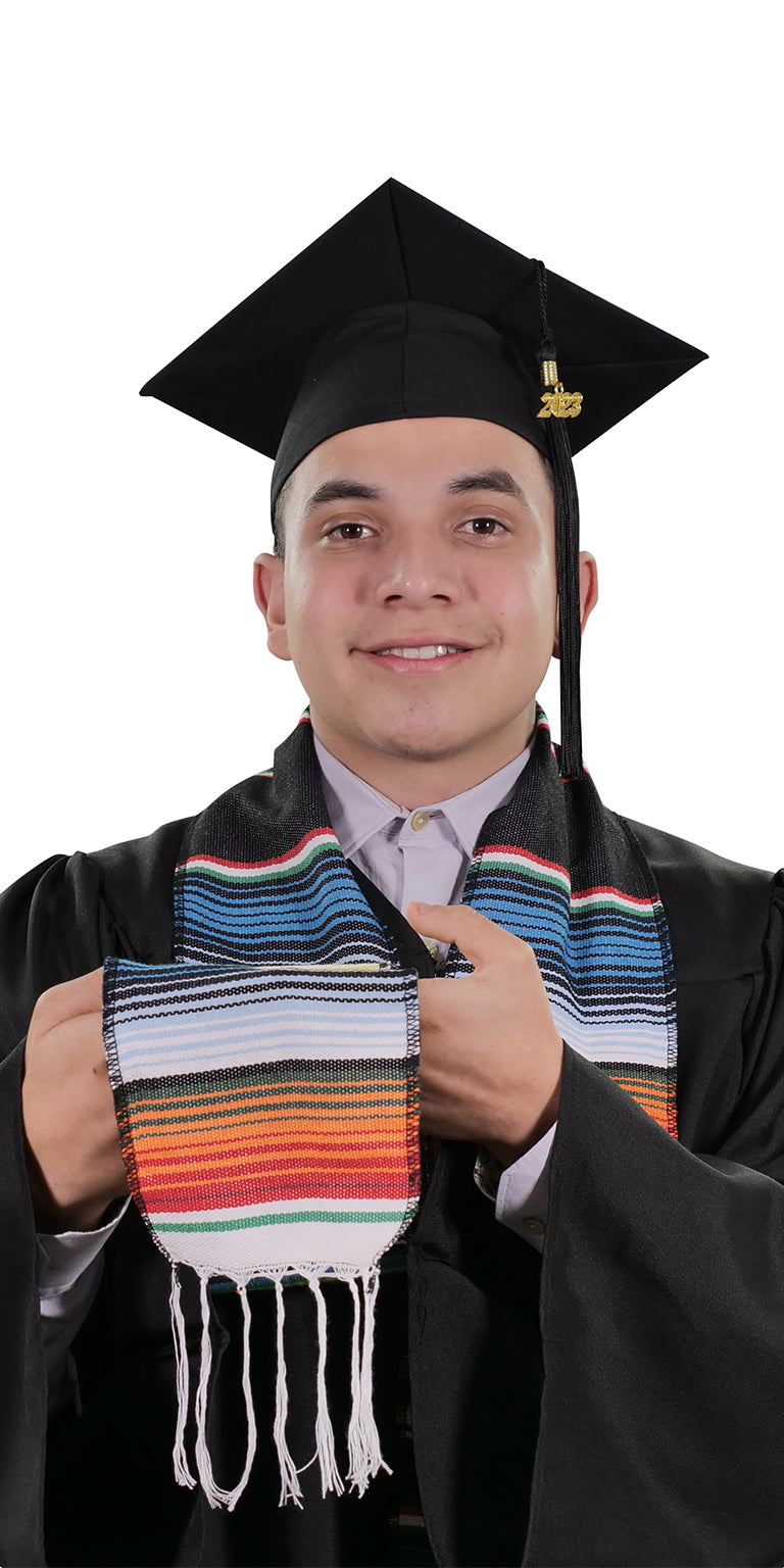 Estola de graduación de sarape mexicano negro