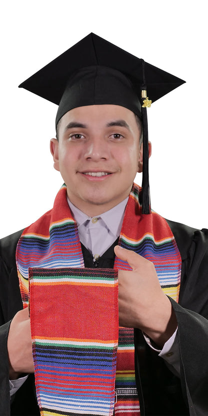 Estola de graduación de sarape mexicano rojo