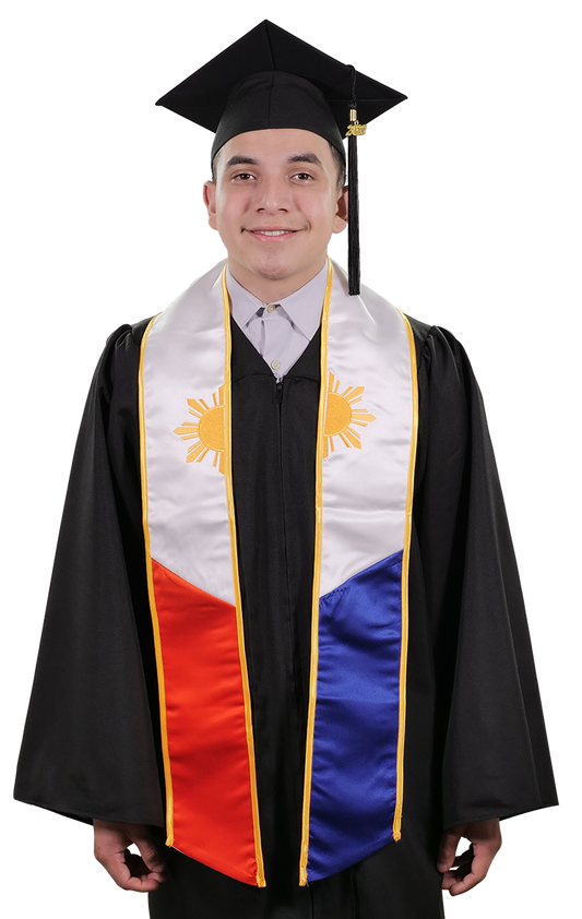 Estola de graduación con bandera bordada de Philippines