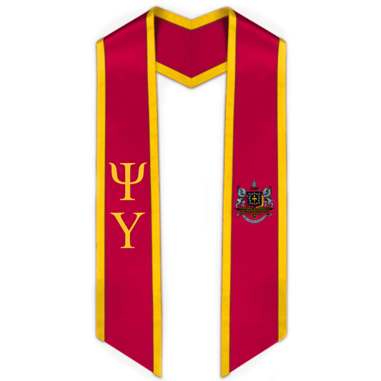 Psi Upsilon Trimmed Greek Lettered Graduation Stole w/ Crest