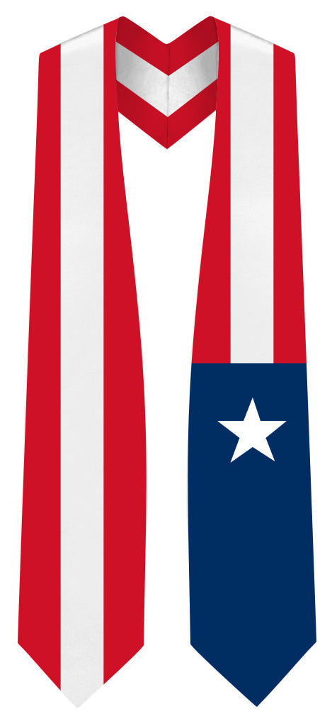 Estola de graduación con bandera de Puerto Rico