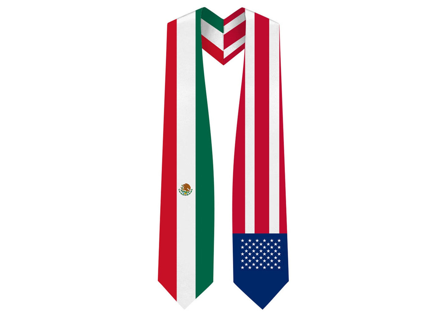 Estola de graduación con bandera mixta de USA y México